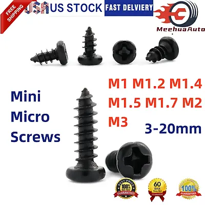Buy M1 M1.2 M1.4 M1.5 M1.7 M2 M3 Black Phillips Pan Head Self Tapping Micro Screws • 7.73$