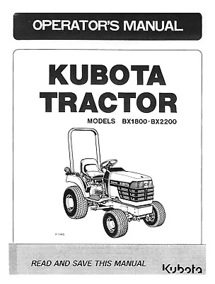 Buy Tractor Operator Instruction Maintenance Manual Fits Kubota BX1800 BX2200 • 19.97$