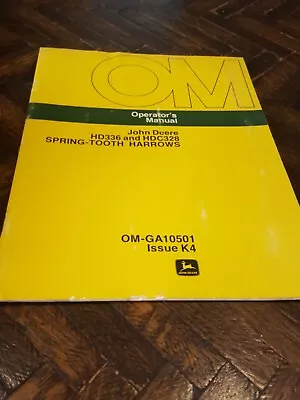 Buy John Deere HDC328 HD336 Spring Tooth Harrow Operator's Manual Om GA10501 • 9$
