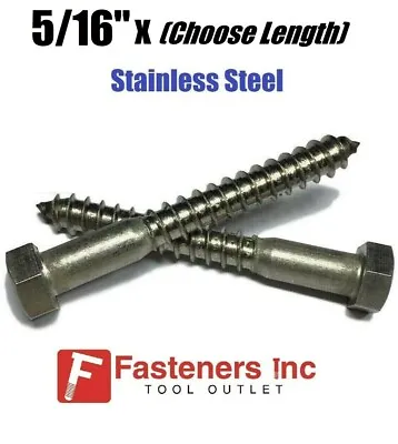 Buy 5/16  Stainless Steel Lag Screws Hex Head Lag Bolts - Select Length & Pkg Qty • 8.34$