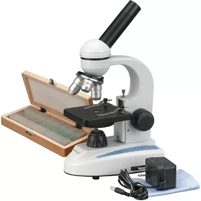 Buy AmScope 40X-1000X Home School Student Compound Microscope + 50 Prepared Slide Co • 120.99$
