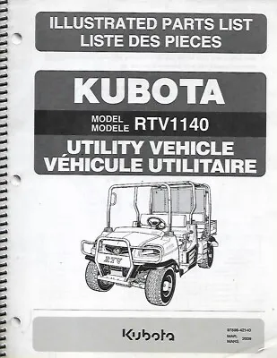 Buy Kubota Utility Vehicle Parts List For Model Rtv1140 • 49.99$