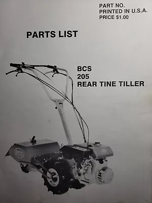 Buy BCS Walk-Behind 205 Lawn Garden Tractor, Engine& Implements Parts Manual Catalog • 76.46$