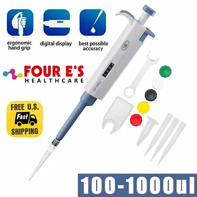 Buy 100-1000ul Single Channel Pipette Mechanical Micro Volume Transfer Pipettor Lab • 28.88$
