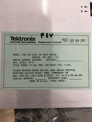 Buy Tektronix 73A-455 Dual CH 1553 Tester Module VXI Card • 1,499.99$
