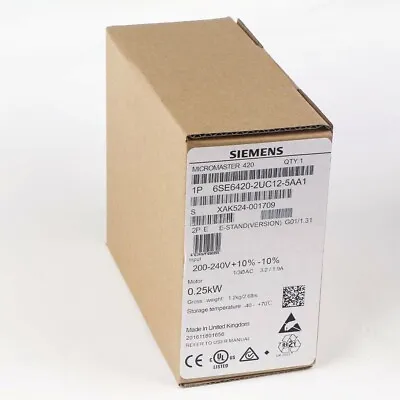 Buy New Siemens 6SE6 420-2UC12-5AA1 6SE6420-2UC12-5AA1 MICROMASTER420 Without Filter • 358.17$