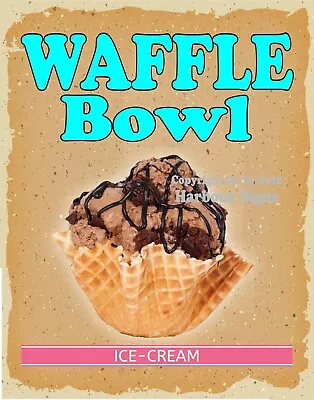 Buy Waffle Bowl Ice Cream DECAL (CHOOSE YOUR SIZE) V Food Truck Concession Sticker • 13.99$