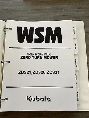 Buy Kubota WSM Workshop Manual Zero Turn Mower ZD321, ZD326, ZD331 EXCELLENT • 41$