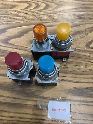 Buy 4 ALLEN BRADLEY Miscellaneous Push Buttons Blue Red Yellow Orange No ID Numbers • 25$