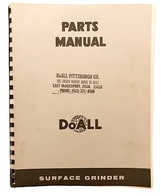 Buy DoAll D824-12 Surface Grinder Parts Manual Machine Shop Equipment Metal Working • 29.99$