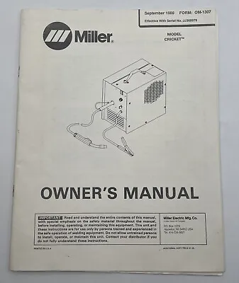 Buy Miller Cricket Welder Owner's Manual Guide Book Schematic Parts List  • 16.95$
