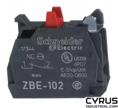 Buy Schneider Electric ZBE-102 Harmony, 22mm Push Button, Add On Contact Block, 1 NC • 19$