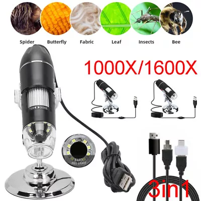Buy 1000X/1600X USB Digital Microscope For Electronic Accessories Coin Inspection • 21.79$