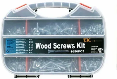 Buy Phillips Flat Head Wood Screw #4#6#8#10#12 Screws Assortment Kit,1050 Pcs • 19.99$