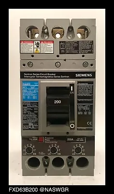 Buy Siemens FXD63B200 Molded Case Circuit Breaker ~ 200 Amp - Tested/1 Year Warranty • 850$