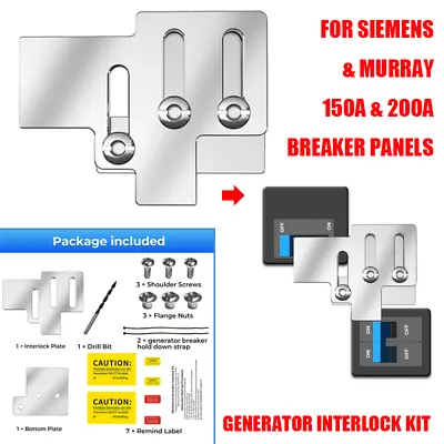 Buy Generator Interlock Kit For Siemens & Murray 150 & 200 Amp Panel Aluminum • 27.99$
