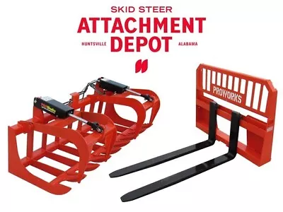 Buy 72  Root Grapple Bucket And 48  Long Pallet Forks Attachment Combo Quick Attach • 2,219.99$