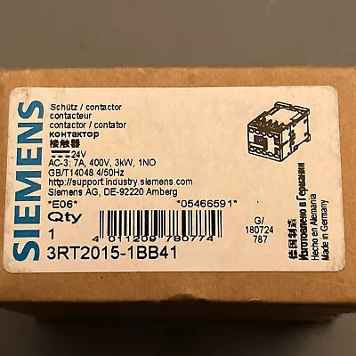 Buy Siemens Contactor SIRIUS 3RT2015-1BB41 Contactor S00 7A 24VDC 1NO Screw Term • 49.95$