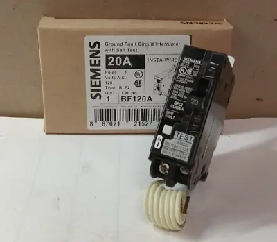 Buy New Siemens Bf120a 20 Amp Gfci Circuit Breaker Single Pole 120 Vac • 83.69$