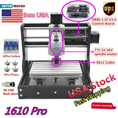 Buy US：DIY CNC 1610 Pro GRBL Laser Engraving Machine Router Kit Milling Pvc Pcb Wood • 105.99$