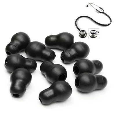 Buy 10Pcs Silicone Black Soft Eartips Earplug Earpieces For Littmann Stethoscope • 9.79$