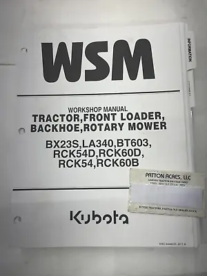 Buy Work Shop Manual For Kubota Tractor Front Loader Backhoe Rotary Mower BC23S • 50$