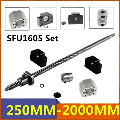 Buy SFU1605 250mm-1500mm Ball Screw RM1605 C7 With End Machined+ BK/BF12 End Support • 87$