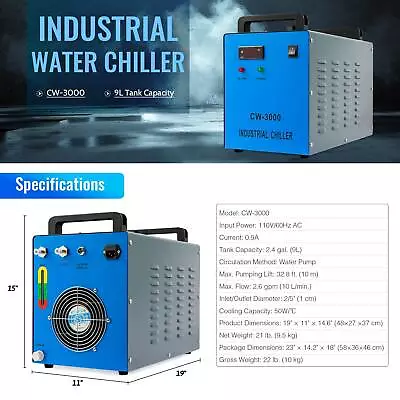 Buy OMTech Industrial Water Chiller For K40 40W 50W CO2 Laser Engraver Cutter • 148.99$