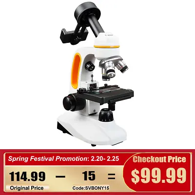 Buy SVBONY SM202 40-2000X Monocular Compound Microscope W/ LED Light Phone Adapter • 114.99$