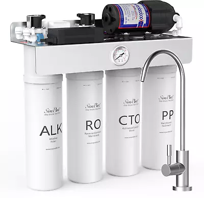 Buy SimPure T1-400GPD 8 Stage UV Alkaline Reverse Osmosis RO Water Filter System PH+ • 169.99$