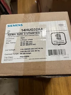 Buy Siemens 14HUG32AA Size 3 120/240V 25-100A Starter New In Box  SEALED BOX • 895$