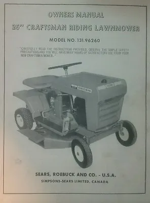 Buy Sears Craftsman Riding Lawn Mower Owner, Parts & Engine (2 Manual S) Tractor • 41.64$