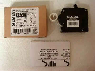 Buy New Siemens QA115AFCHH 120 Ac 15A Single Pole Circuit Breaker Afci - Combo • 129$