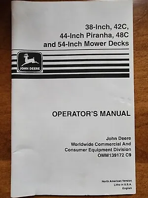 Buy John Deere 38  42C 44  48C 54  Mower Deck Op Manual OMM139172 C9 • 29.99$