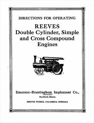 Buy Directions For Operating Reeves Steam Traction Engines - Reprint • 7.98$