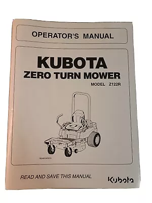 Buy Kubota Zero Turn Mower Owners Operator's Manual Z122R • 35$