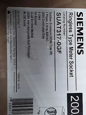 Buy 200 Amp Meter Socket Siemens Suat317-0gf • 120$