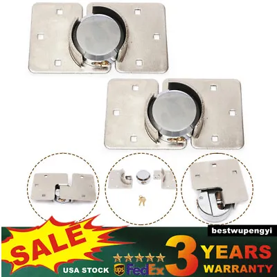 Buy 2PCS Round Padlock+ 4 Keys Hidden Shackle Puck Van Trailer Door Shed 73mm • 34.65$