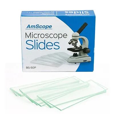 Buy AmScope 50 Blank Microscope Slides W Ground Edges Pre-Cleaned Clear Glass Slides • 9.99$