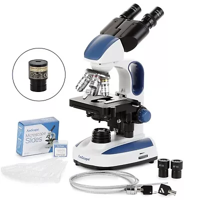 Buy Amscope 40X-2500X Advanced Compound Microscope Ergonomic Design +Eyepiece Camera • 389.99$