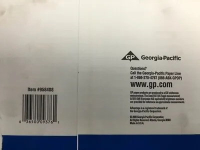 Buy 958408 Georgia Pacific 8.5X14 Copy Paper Ream Pack 4500 Sheets • 34.99$