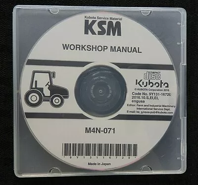 Buy Genuine Kubota M4n-071 Tractor Service Repair Manual On Cd • 65.56$