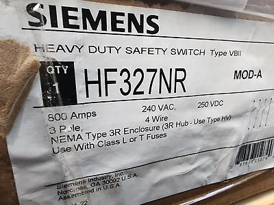 Buy 240 V Siemens HF327NR 800AMP 3R OUTDOOR Disconnect. Fusible • 11,800$