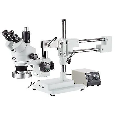 Buy AmScope 7X-90X Trinocular Zoom Stereo Microscope + Metal 80-LED Ring Light • 658.95$
