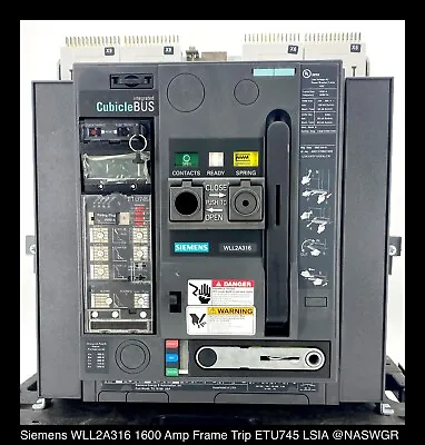 Buy Siemens WL WLL2A316 Circuit Breaker (M/O,D/O) ~ 1600 Amp - Unused Surplus • 17,500$