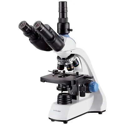 Buy AmScope 40X-2500X LED Trinocular Compound Microscope 3D 2-Layer Mechanical Stage • 353.99$