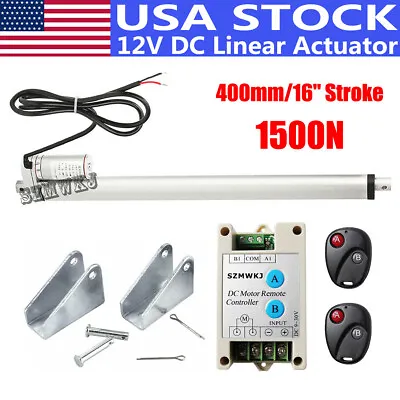 Buy 1500N Linear Actuator 16  Stroke 12V Electric Motor Remote Controller Auto Lift • 107.99$