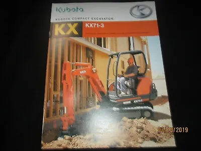 Buy Kubota Compact Excavator Kx71-3  Sales Brochure Factory Original Oem 2004 • 12.39$