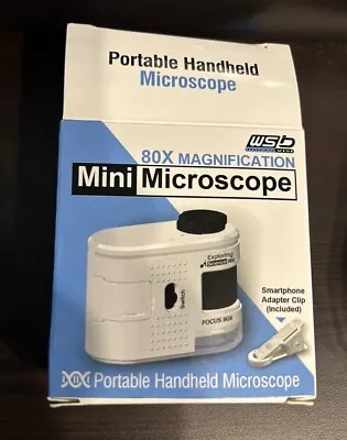 Buy 80x Handheld Mini Pocket Microscope  With LED UV Light Smart Phone Adapter NIB • 8.99$