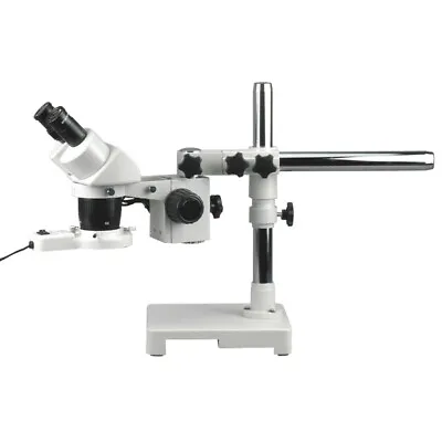Buy AmScope 10X & 30X Stereo Microscope On Single-Arm Boom + Ring Light • 343.99$